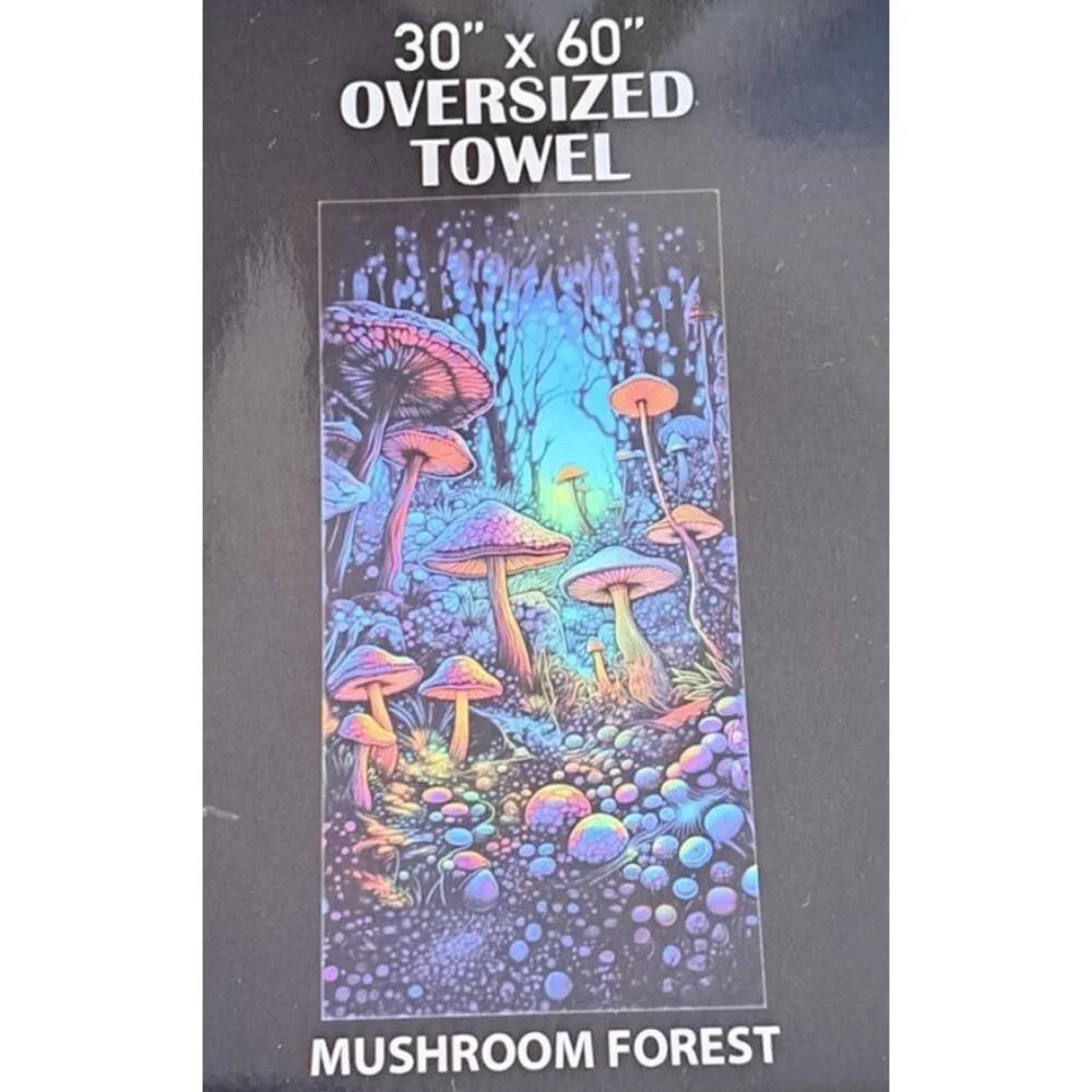 Mushroom Forest Towel Bath Beach Pool Gift Psychedelic Blue Mushrooms Magic New